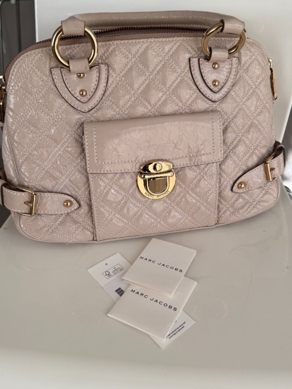 Marc Jacobs blush pink quilted elise satchel